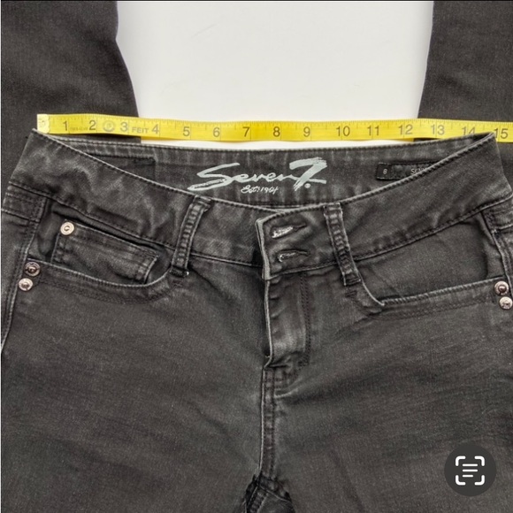 Seven7 For All Mankind Embroidered Rhinestone Pockets Skinny Jeans Black Denim 8 - Picture 10 of 17